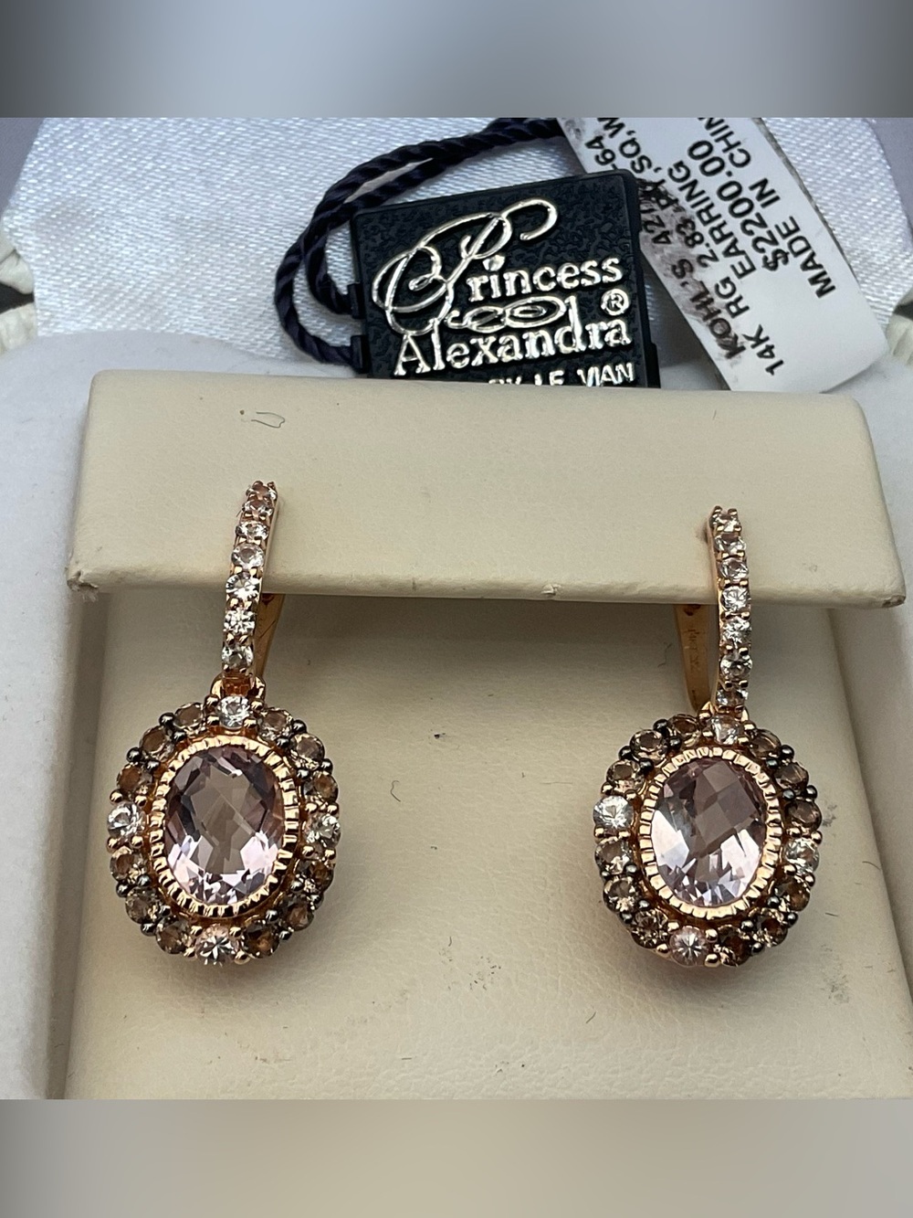 LE VIAN 14K ROSE GOLD PRINCESS ALEXANDRA AMETHYST EARRINGS